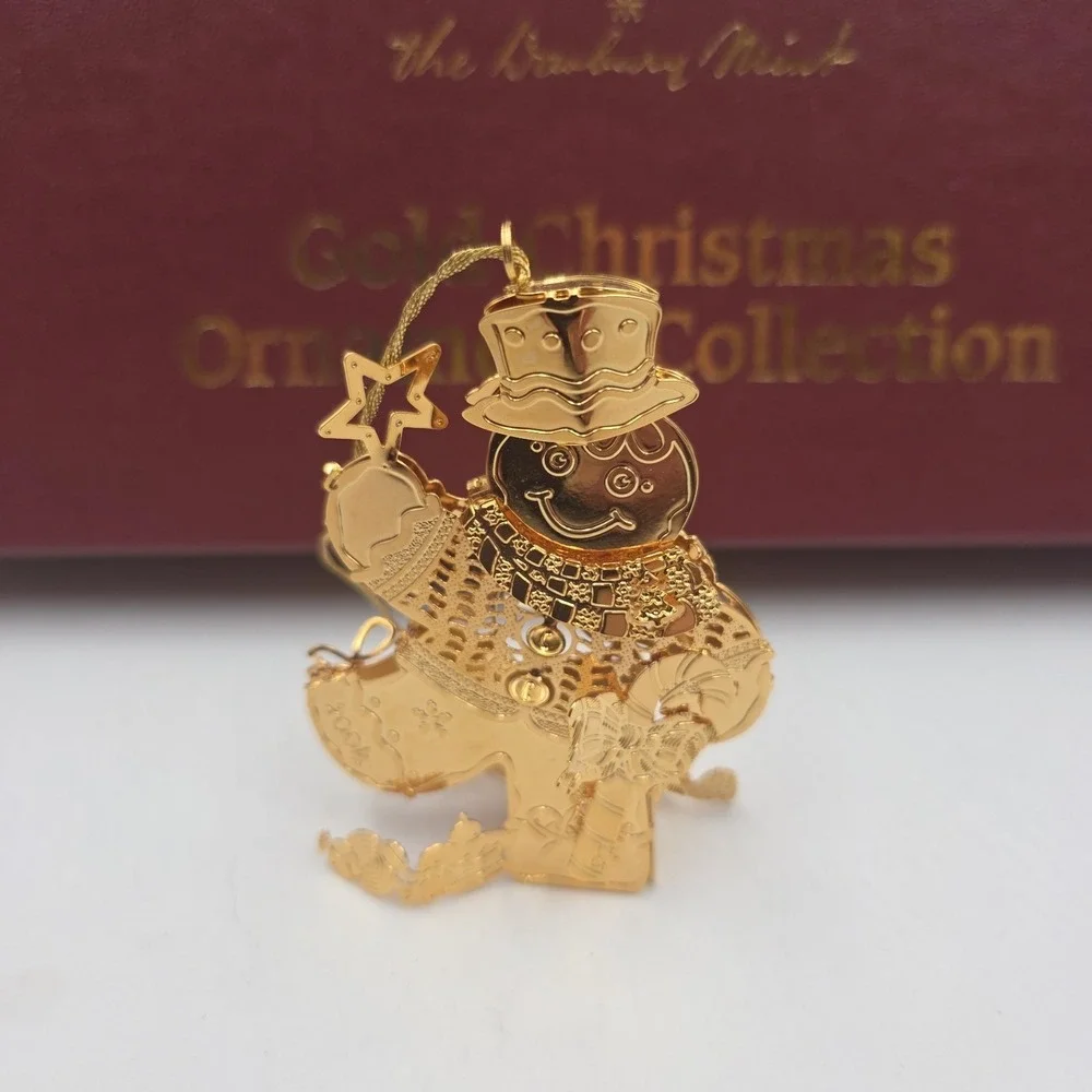 2004 Danbury Mint 23KT Gold Plated Christmas Ornament Collection Set12 Box 3D